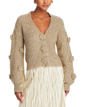 Stellah Floral Applique Cardigan - Natural