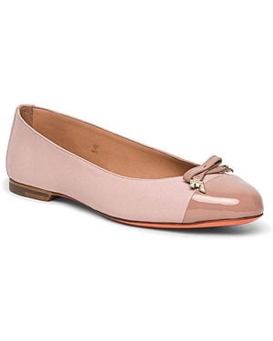 Santoni Leather And Patent Leather Ballet Flat - Pink