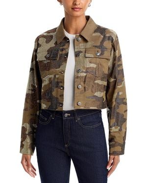 Cinq À Sept Lexie Cotton Stretch Embellished Camo Jacket - Blue