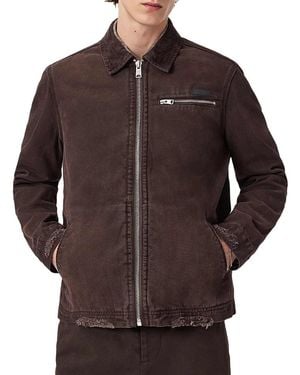 AllSaints Rothwell Cotton Canvas Full Zip Jacket - Brown