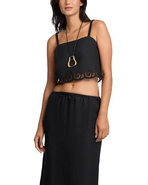 Onia Air Linen Scallop Cropped Top - Black