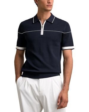 Reiss Bradford Quarter Zip Polo Shirt - Blue