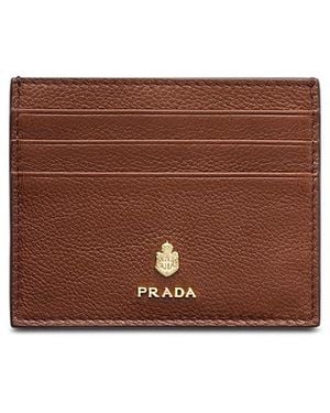 Prada Leather Card Holder - Brown