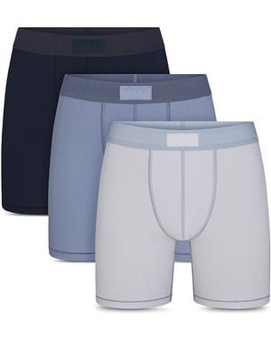Skims Cotton 5 Boxer Briefs, 3 Pack - Blue