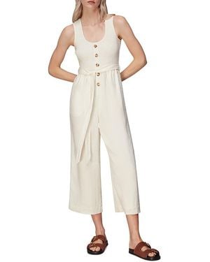 Whistles Linen Blend Shirred Jumpsuit - White