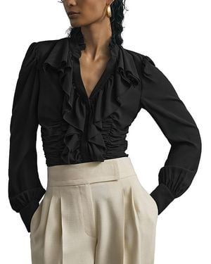 Reiss Laverna Silk Stretch Blouse - Black