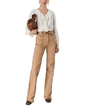 Gerard Darel Cisana Ruffle Trim Blouse - Natural