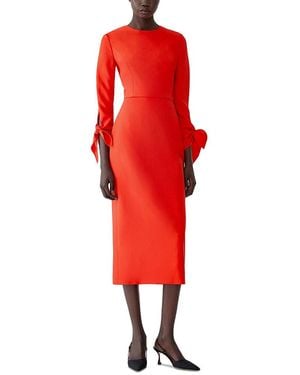 Carolina Herrera Wool Blend Tie Cuff Midi Dress - Red