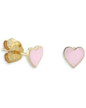 Sydney Evan 14K Mini Heart Stud Earrings - Pink