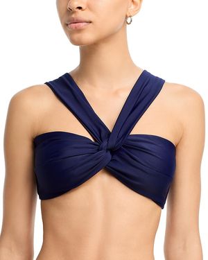 MILLY Olivia Draped Bandeau Bikini Top - Blue