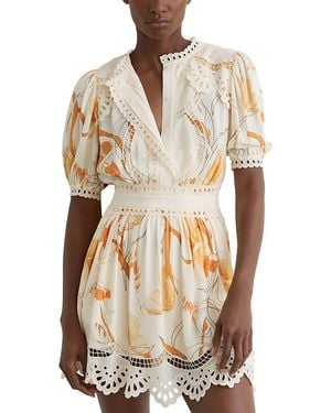 Reiss Lace Trim Dress - Natural