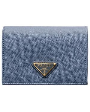 Prada Small Saffiano Leather Wallet - Blue