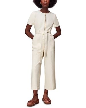 Whistles Zip Front Denim Jumpsuit - Natural