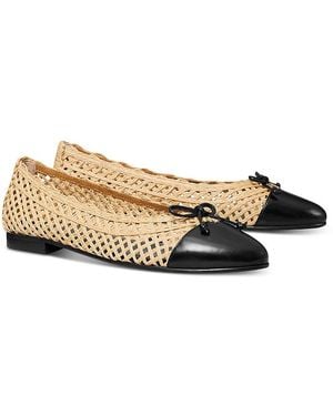 Tory Burch Cap Toe Ballet Flats - Natural