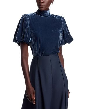 AREA STARS Velvet Mock Neck Top - Blue