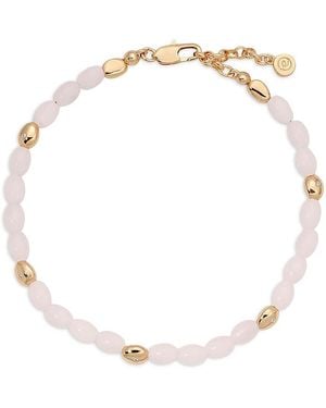 Ettika Polished Pebble Stone Beaded Ankle Bracelet - Natural