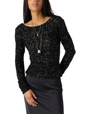 Free People Leading The Way Draped Sequin Top - Black