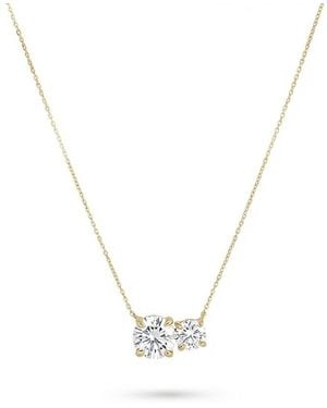 Shashi Cubic Zirconia Double Solitaire Pendant Necklace, 16.25-18.25 - Metallic