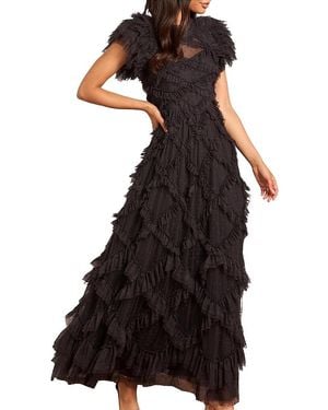 Needle & Thread Genevieve Ruffle Short Sleeve Maxi Gown - Black