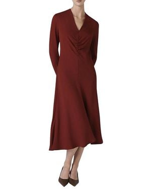 Ghost Cecelia Crepe V Neck Midi Dress - Red