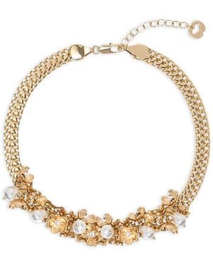 Maje Imitation Pearl Flower Statement Bracelet - Metallic