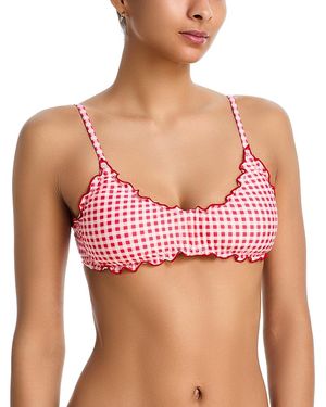Aqua Lettuce Edge Bikini Top - Red