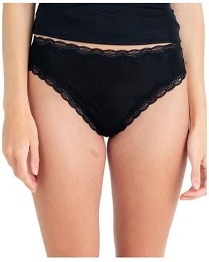 Uwila Warrior Soft Silk Lace Trim Thong - Black