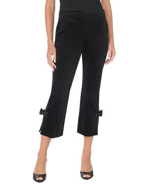 Cece Bow Trim Side Slit Cropped Pants - Black