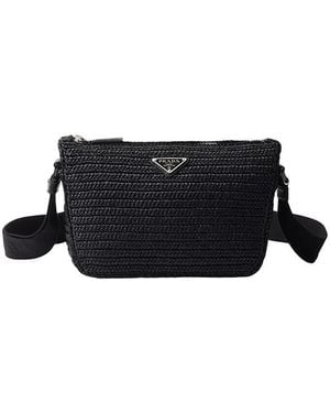 Prada Crochet Shoulder Bag - Black