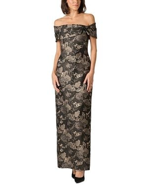 Aidan Mattox Off-The-Shoulder Jacquard Gown - Green