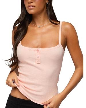 Edikted Channa Henley Tank Top - Brown