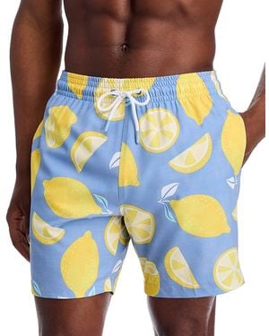 Trunks Surf & Swim Sano Lemon Print 6.5 Swim Trunks - Blue