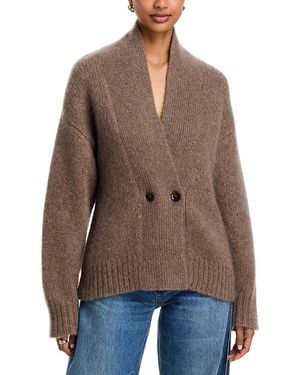 Brandon Maxwell Lowen Cashmere & Silk Double Breasted Cardigan - Brown