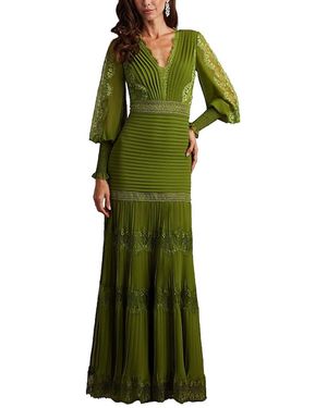 Tadashi Shoji Nyssa Bishop Sleeve Gown-Slate - Green