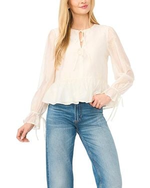 Cece Tie Front Peplum Top - Blue