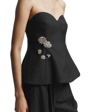 Saint Art Rosa Embellished Strapless Top - Black
