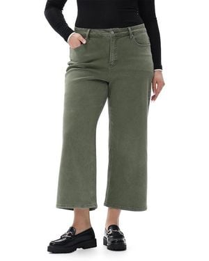 Bayeas Plus Mid Rise Straight Denim Jeans Stretch Comfortable - Green