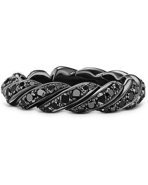 David Yurman Sculpted Cable Flex Band Ring - Black