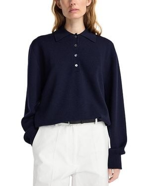 Rohe Compact Knitted Polo Wool Sweater - Blue