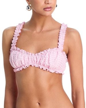 Jonathan Simkhai Evander Ruched Bikini Top - Pink