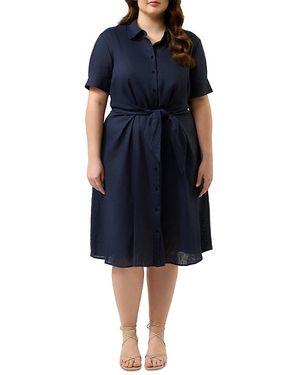 Estelle Esther Belted Shirt Dress - Blue