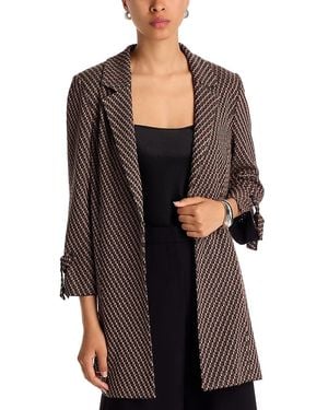 Misook Jacquard Knit Three Quarter Sleeve Jacket - Black