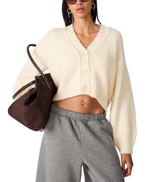 Steve Madden Mica V Neck Button Front Sweater - Gray