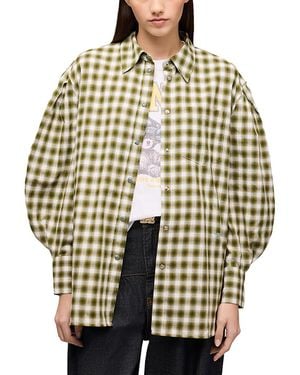 Ganni Check Flannel Shirt Jacket - Metallic