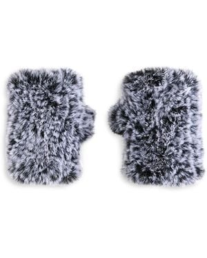 Surell Faux Fur Fingerless Mittens - Blue