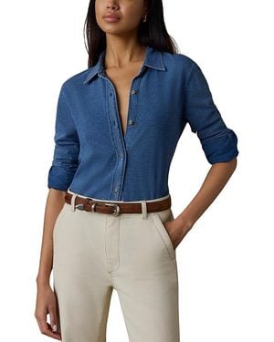 Faherty Sunwashed Knit Cotton Shirt - Blue