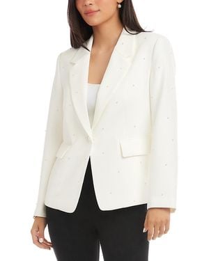 Karen Kane Faux Pearl Embellished Blazer - White