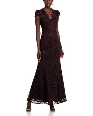 Eliza J Scalloped-Edge Lace Gown - Purple
