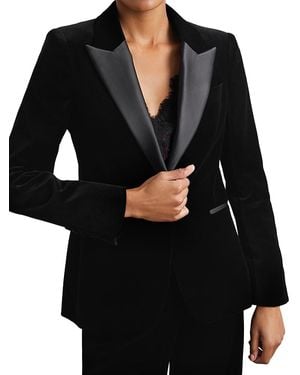 Reiss Myrtle Single Breasted Velvet Jacket - Black