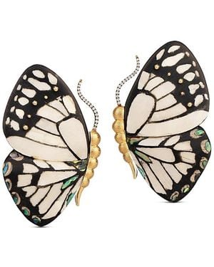 Silvia Furmanovich 18K Kashmir Mother Of Pearl, Abalone Inlay, & Diamond Butterfly Statement Earrings - Black